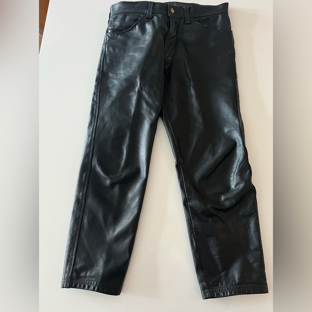 Men's Langlitz Black Leather Jeans